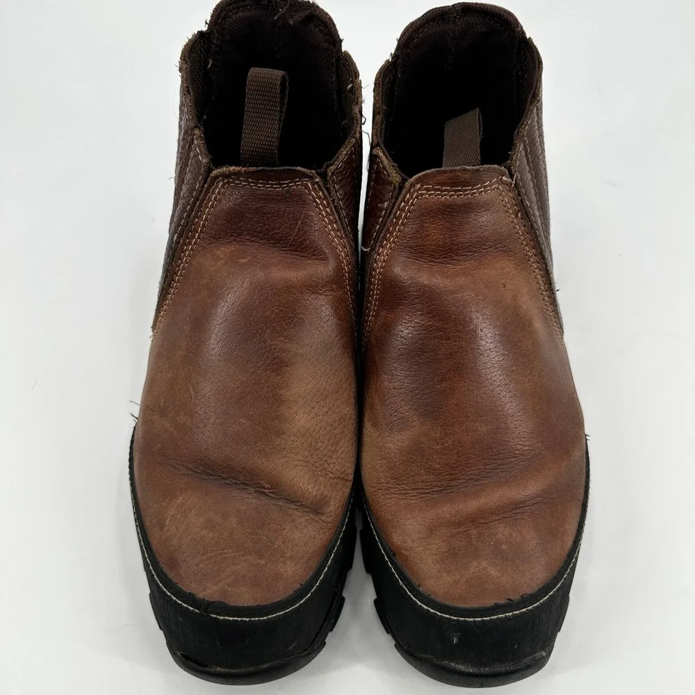 Iron Age‎ Mens Brown Leather Slip On Work Boots Metatarsal Guard Workwear Safety